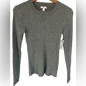 NWT Women’s Nine West Scoop Neck Boatneck Sweater Green Shine Size Medium